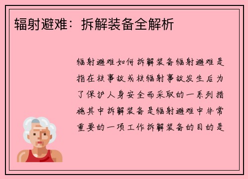 辐射避难：拆解装备全解析